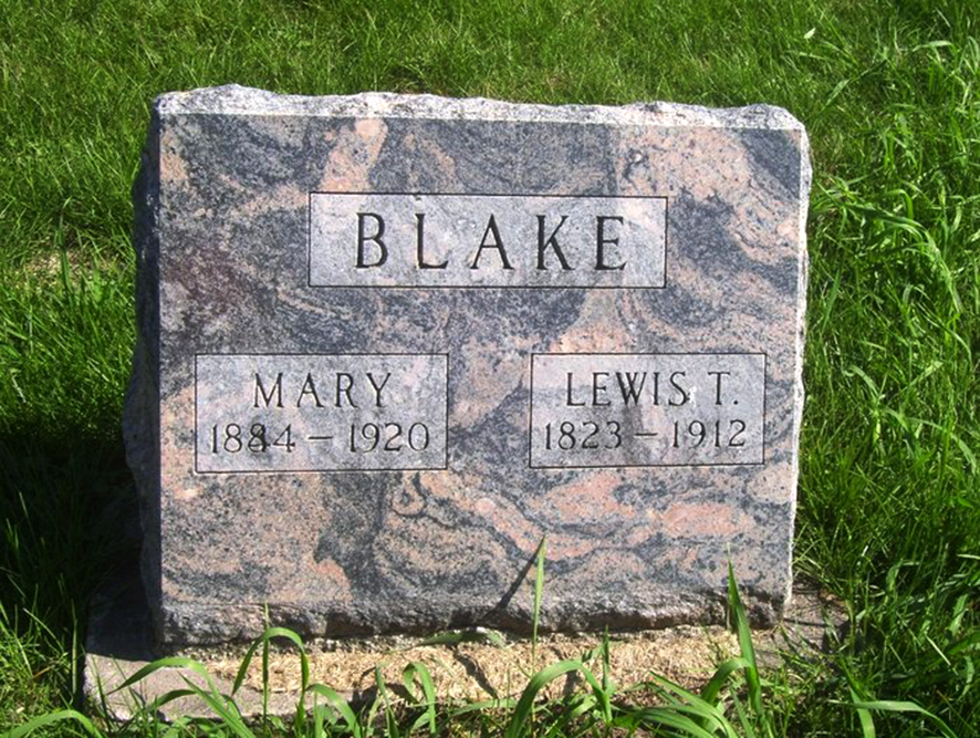 Photo of headstones/Mary Blake nee McLennan d1920 hdstn Kent cem Iowa